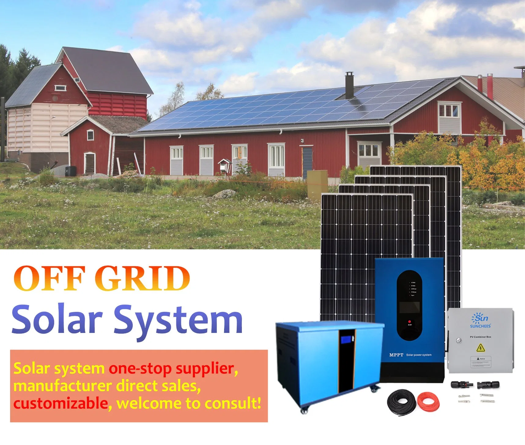 3000W Kit Photovoltaic Kit Solar Power System Solar Power Kits Gel Battery for Solar System Factory