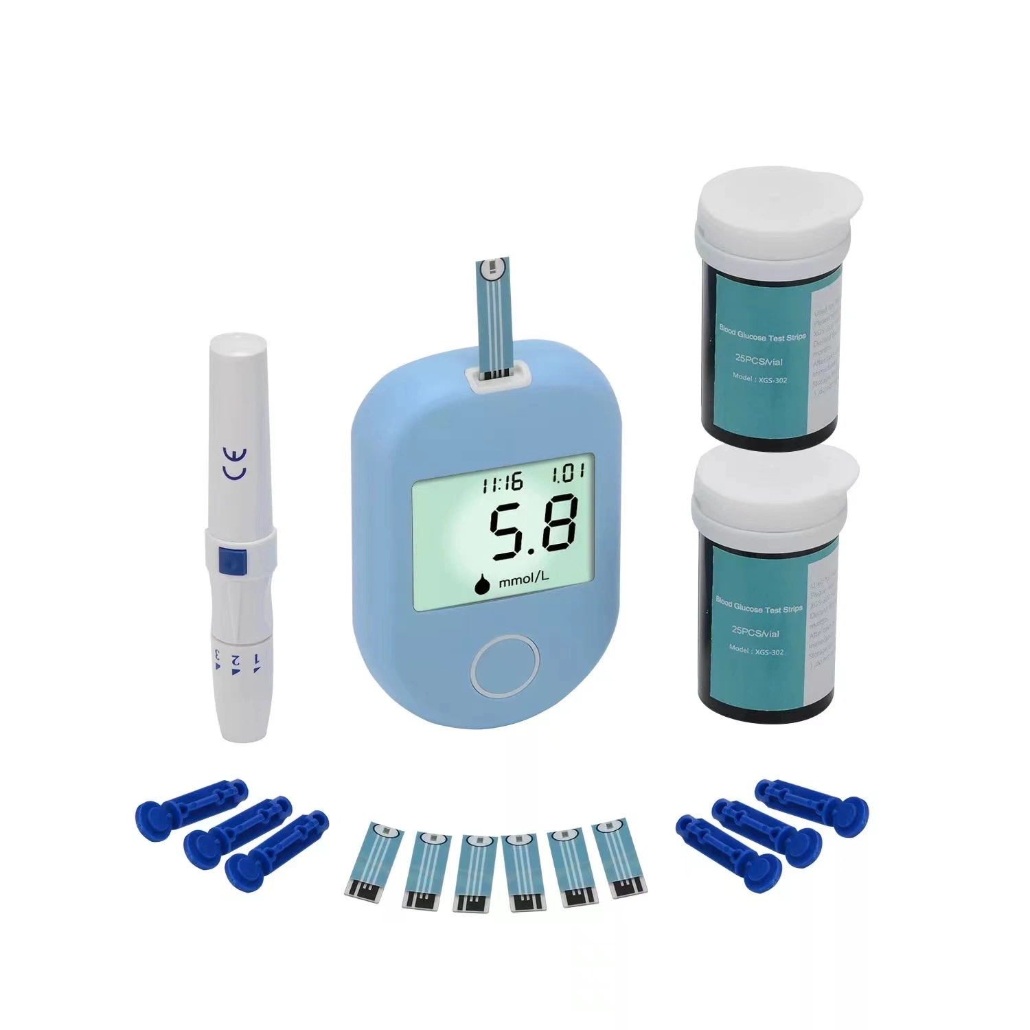 Medical glucómetro digital monitor de glucosa en la Diabetes Medidor de glucosa en sangre tiras reactivas