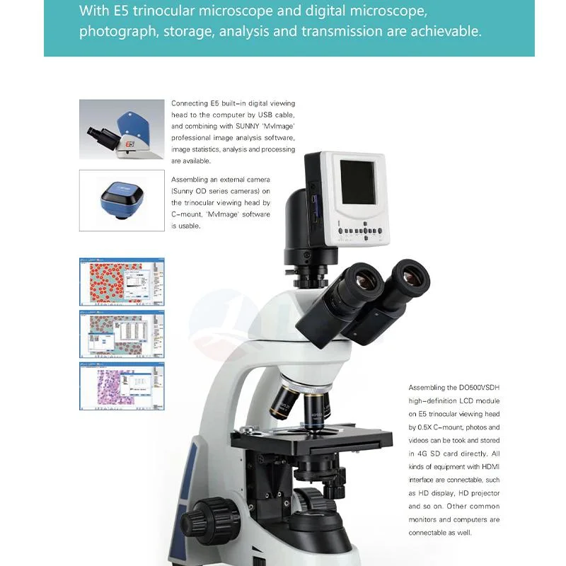 Microscópio biológico E5 da série E5 microscópio digital para laboratório hospitalar Utilize