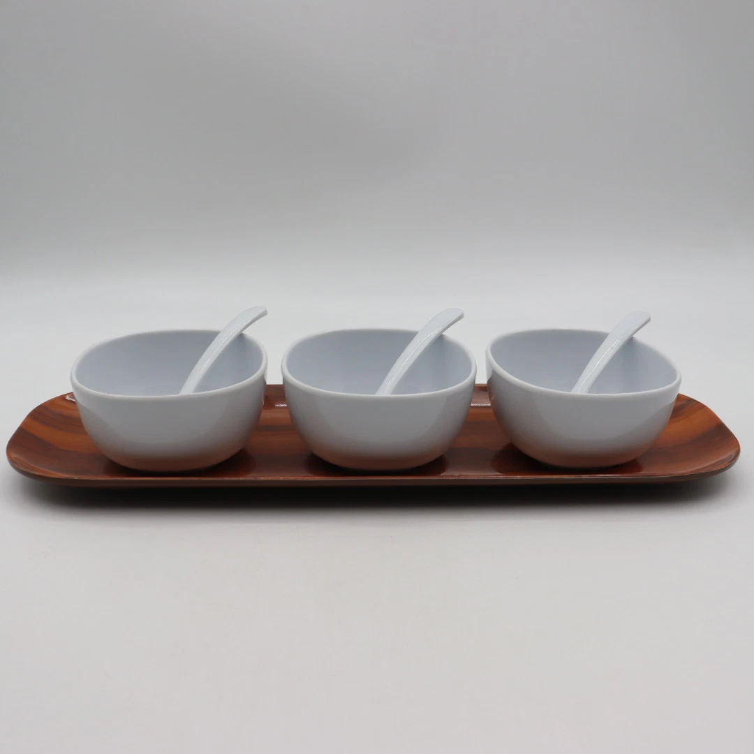 Customized Shape Melamine Bowl Set with Tray