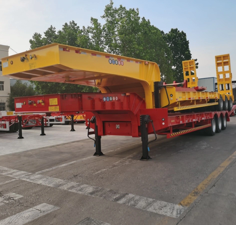 Front Load Low Bed Semi-Trailer 80 Ton Detachable Gooseneck Lowbed Lowboy Trailer