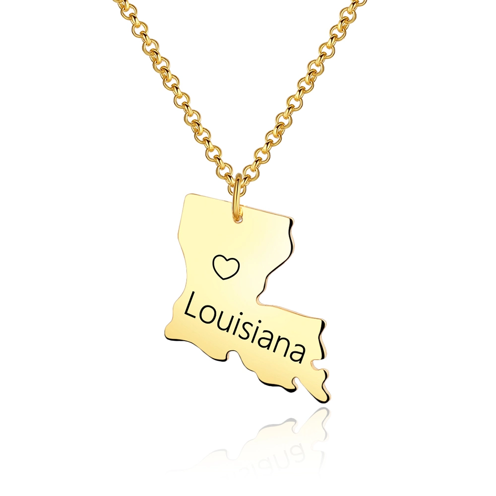 Louisiana State Colgante de oro y plata al por mayor Collar personalizado Bisutería