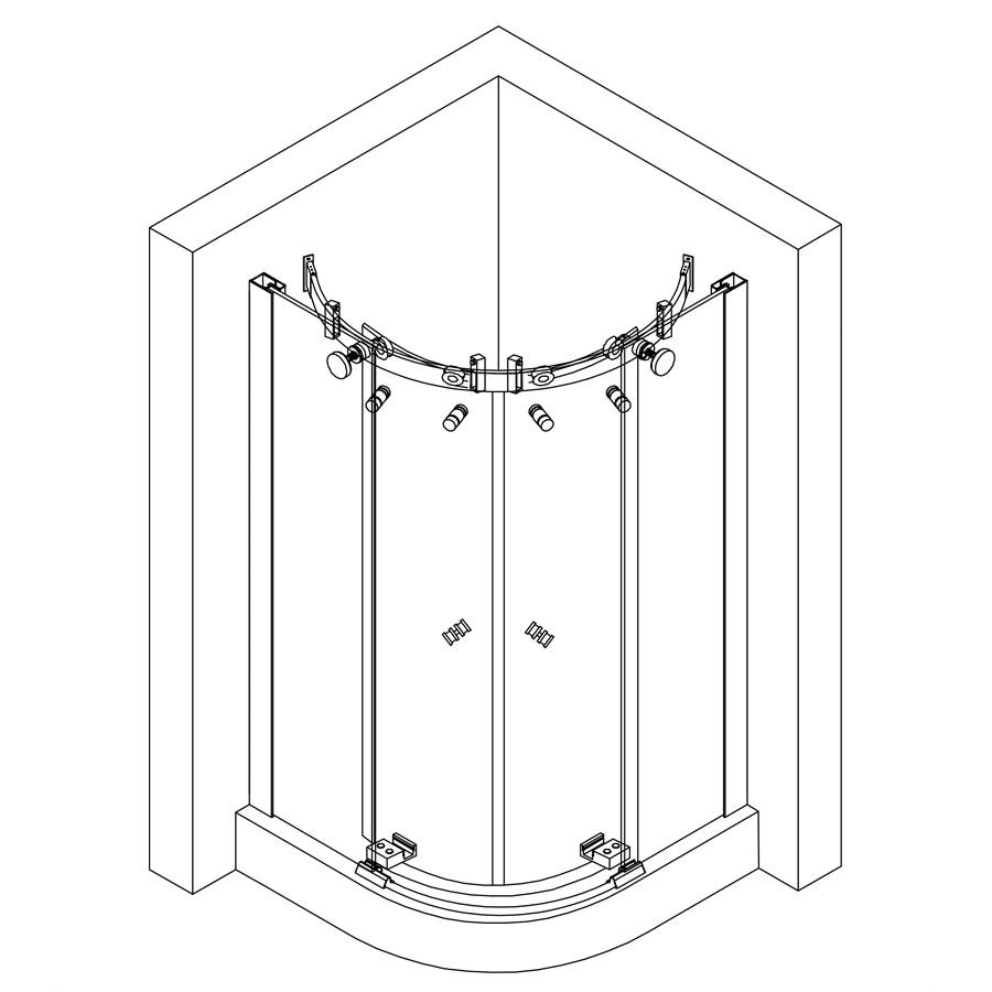 Arc-Form zwei Schiebe-Duschraum SGCC und CE gehärtet Glas