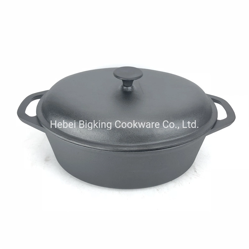 Oval Shaped Vegetable Oil Coating Cast Iron Cooking Pot