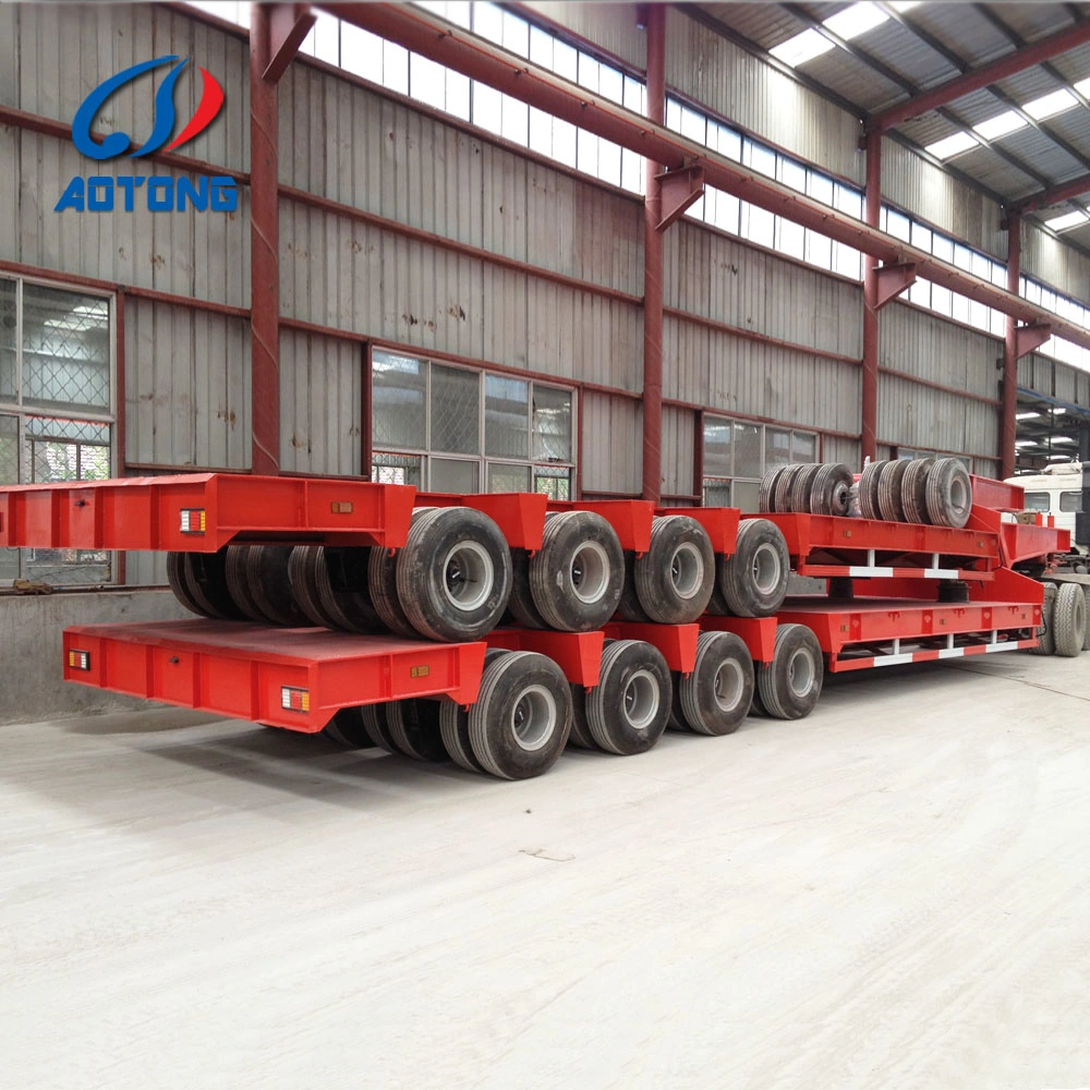 80 Tons Excavator Double Axles Lines Low Bed Trailer for Indonesia