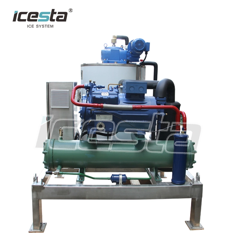 Icesta Machine à glace en écailles d'eau salée personnalisée hautement fiable de 1, 2, 3, 5 et 10 tonnes pour le poisson.