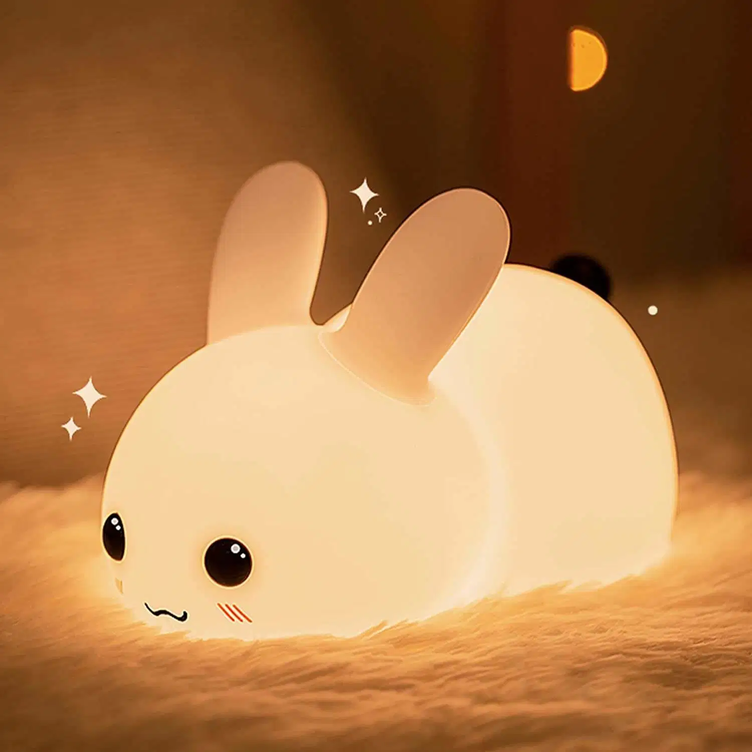 Mini Lovely Rechargeable LED Soft Touch Silicone for Kids Bunny Lamp Light up Animal Night Light