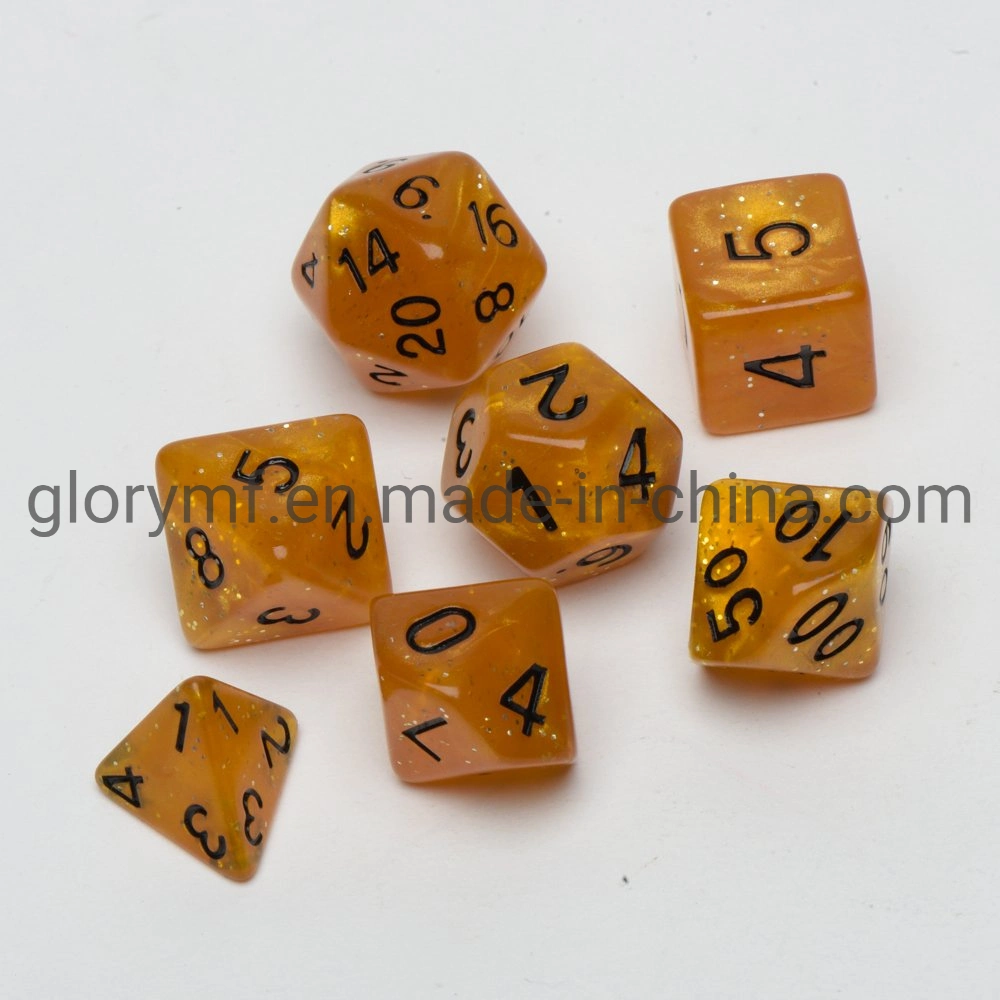 Multi-Side Engraved Number Dice Pearl Grain 7PC Dice Set