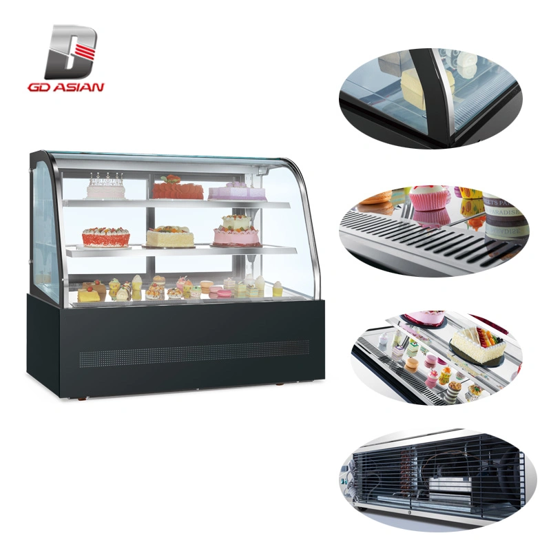 Double Layer Tempered Glass Curved Showcase of Commercial Refrigeration