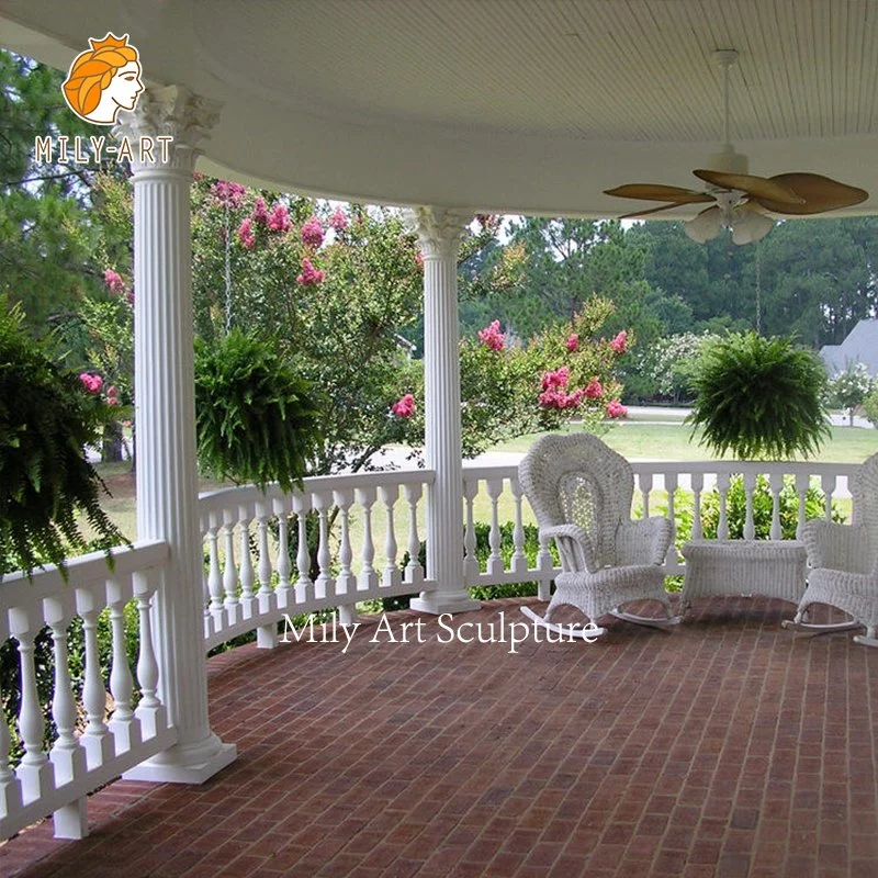 Outdoor Stair Carved Stone Railing White Marble Balustrade