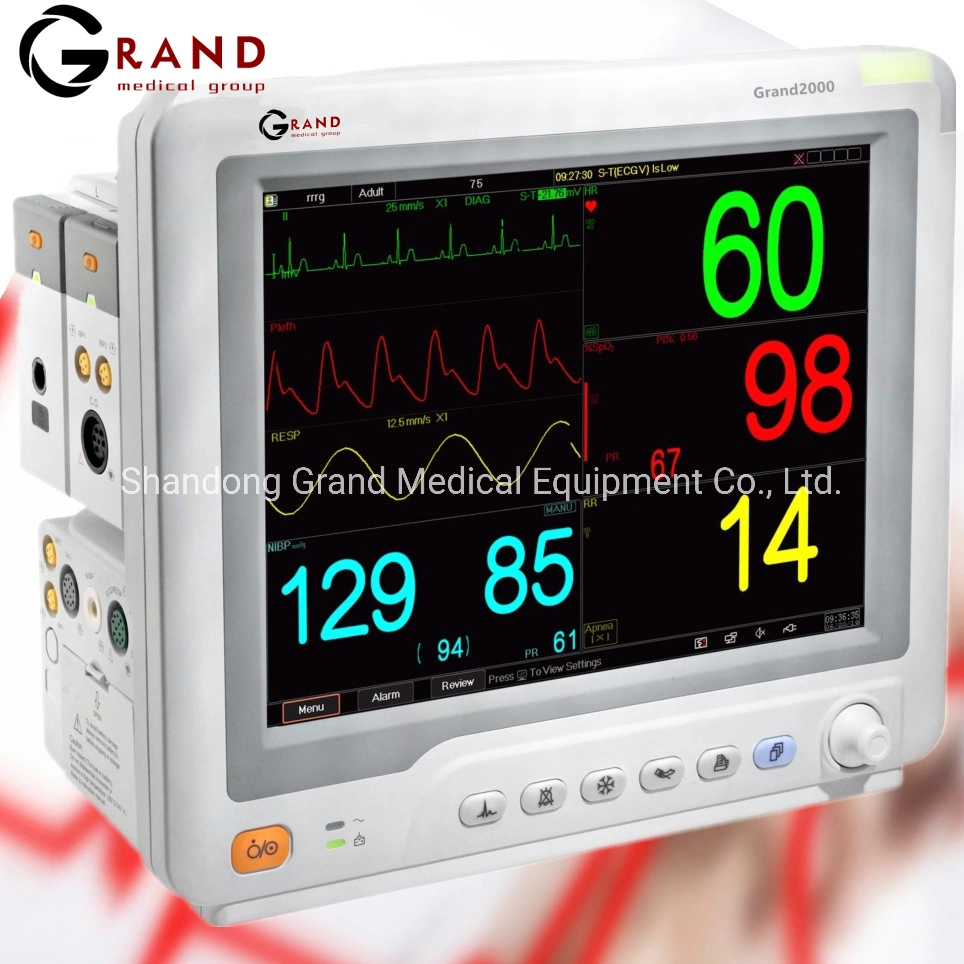 China Supplier Factory Price Hospital 12.1 "High Resolution TFT Display with LED Backlight Color Display Modular Multi-Parameter Patient Monitor