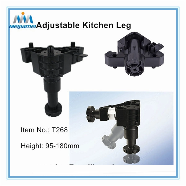 Plastic Adjustable Furniture Legs for Cabinet Units in ABS in Black