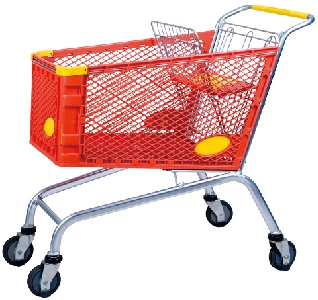 Steel and Plastic Supermarket Hypermarket Shopping Trolley