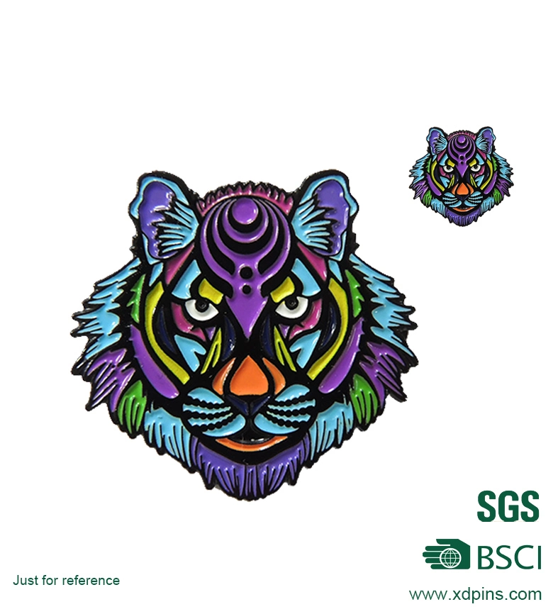 BSCI Factory Metal Craft Tiger Animal Badge Holder
