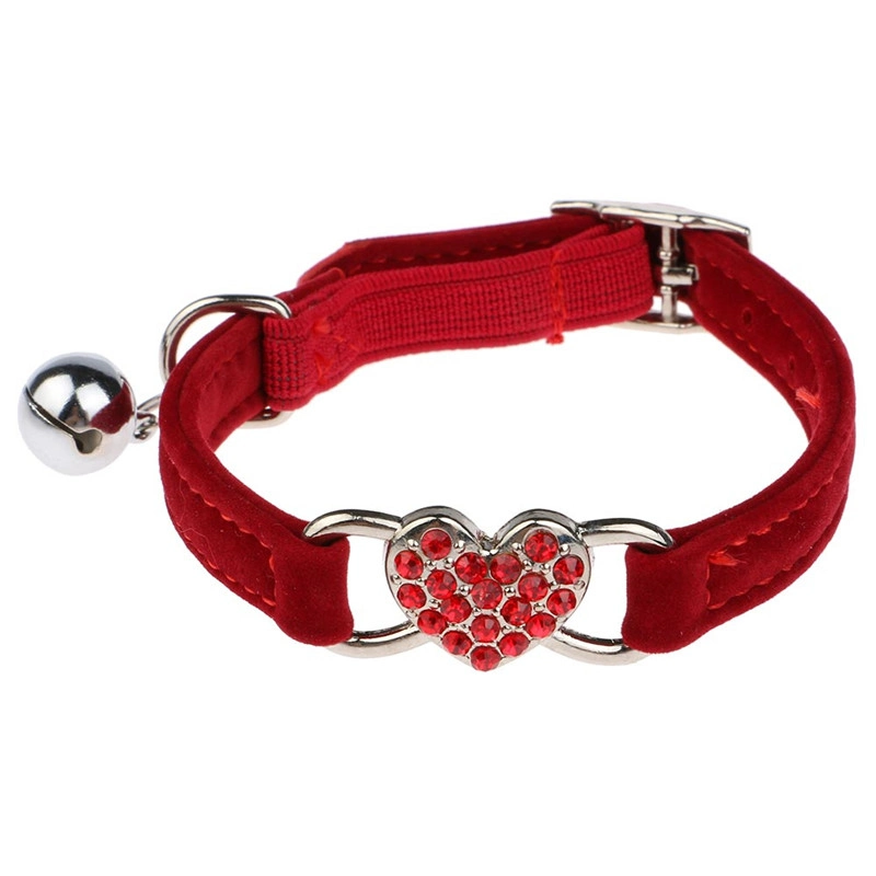 En forma de corazón ajustable Collar de Perro de Nylon Bell DOT Collar para perro gato mascota suave cordón para cuello