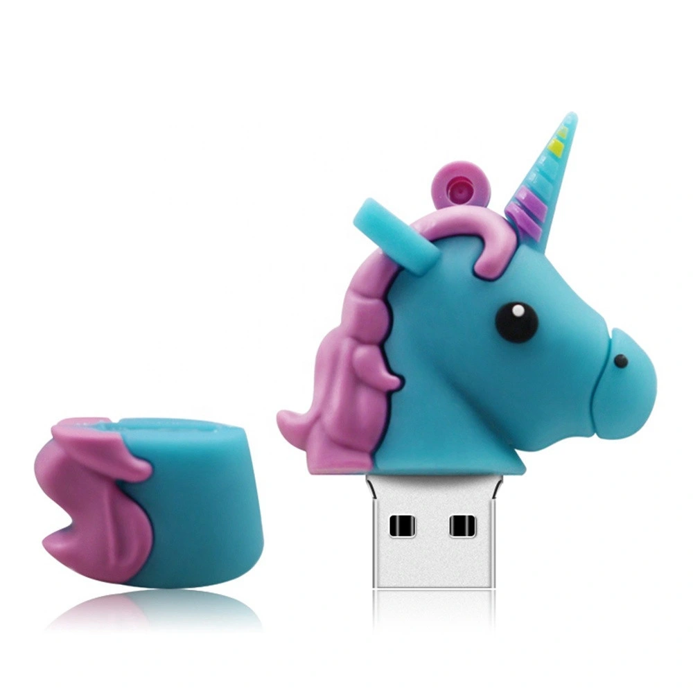 Горячая продажа ПВХ Кут Cartoon Unicorn USB флэш-диск