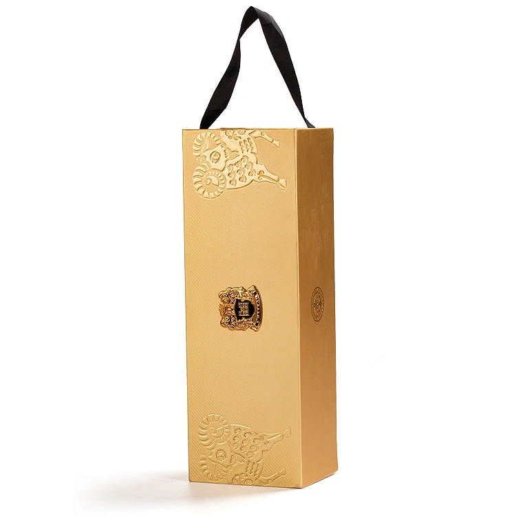 Foldable Wine Packaging Box Whiskey Champagne Folding Box with Handle Wholesale