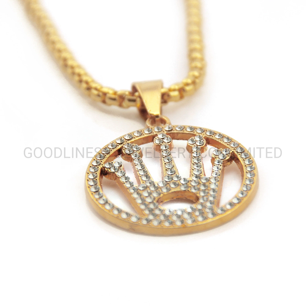 Manufacturer Popular New Hip Hop Crown Diamond Pendant Necklace