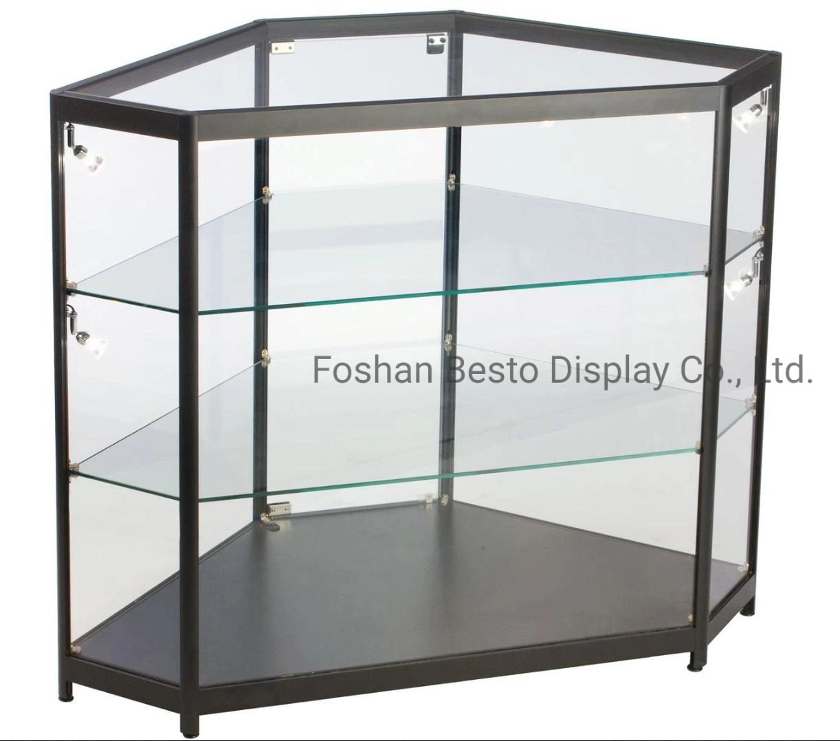 Aluminium Glass Corner Showcase Display Counter Cabinet for Retail Display by 750mm W X 750mm D X 900mm H