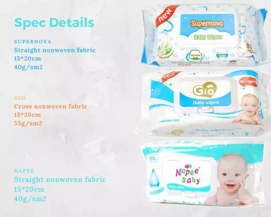 OEM/ODM Customized Biodegradable Antibacter Unscented Disposable Non-Woven Fabric Bbysec ABC Baby Wet Wipes Wet Wipes Pet Wipes