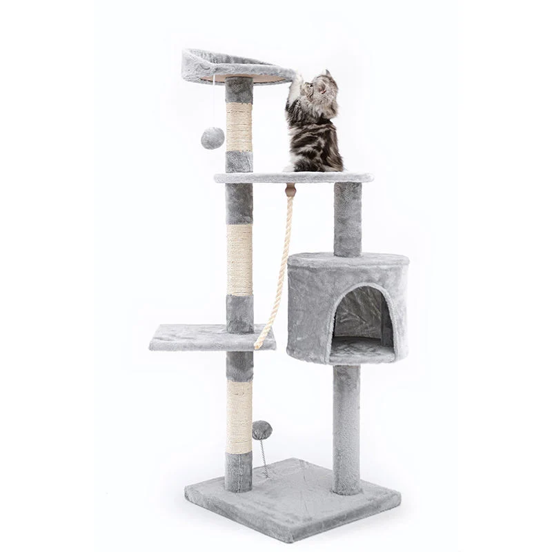 Vente en gros Château de haute qualité moderne escalade scratch PET Bois Appartement mobilier Tour Cat arbre à vendre