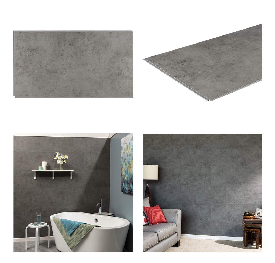 China Mayoreo Laminado de madera Color mármol Piedra plástico compuesto LVT LVP SPC Pisos Cuarto de baño PVC Vinyl de lujo Plank Piso Gris Mosaico de pared