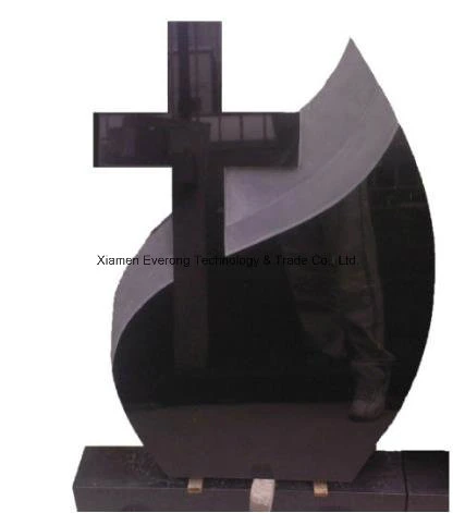 Cross Design Upright Headstone, Shanxi Black Cross Granite Tombstone From Factory Directly