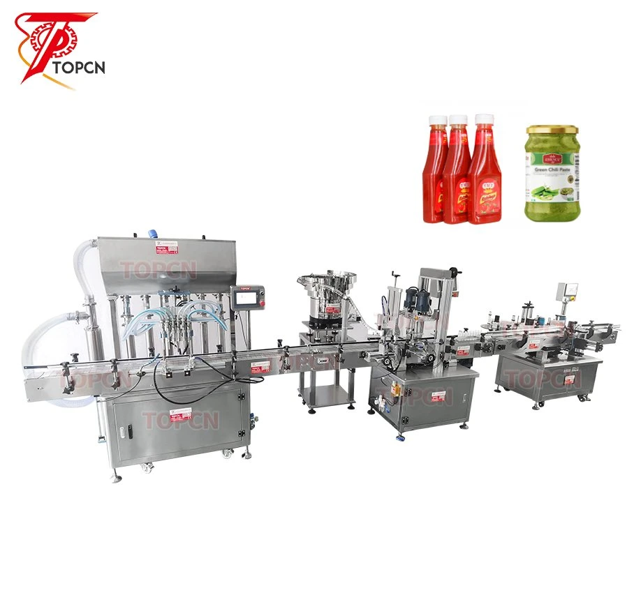 Jar Honey Hand Sanitizer Liquid Automatic Water Bottle Filling Capping and Labeling Machine Vibratory Feeder