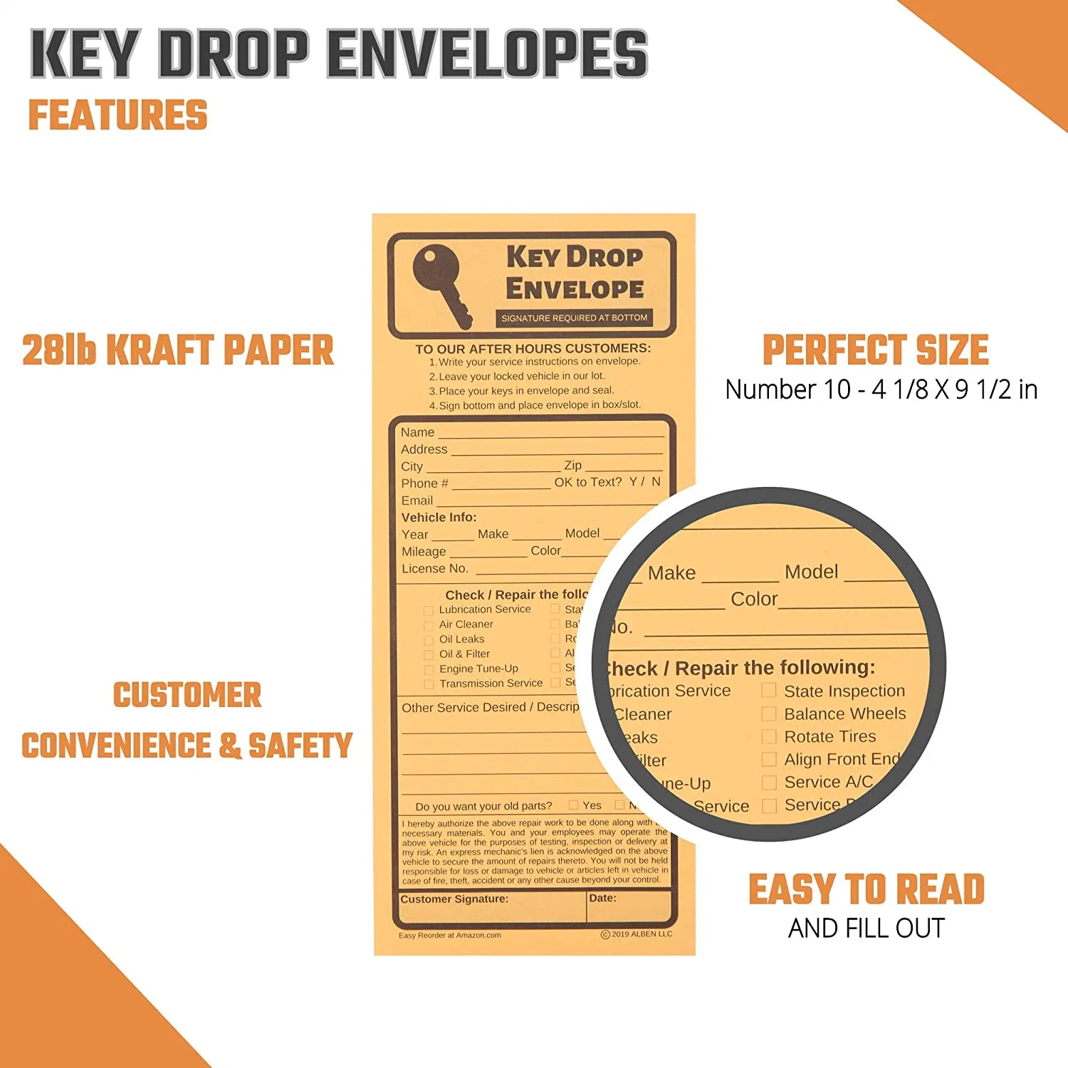 Key Drop Envelopes for After Hours or Service in 4 1/8 X 9 1/2 Inch