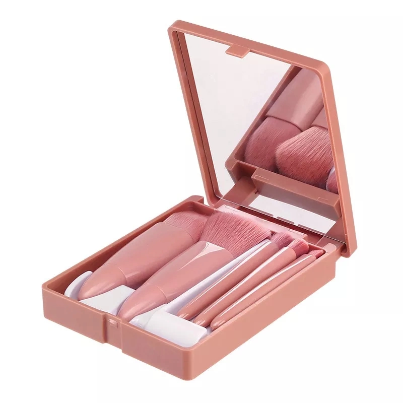 Customized Logo Portable Travel Mini Makeup Tools with Mirror 5PCS Makeup Brush Set