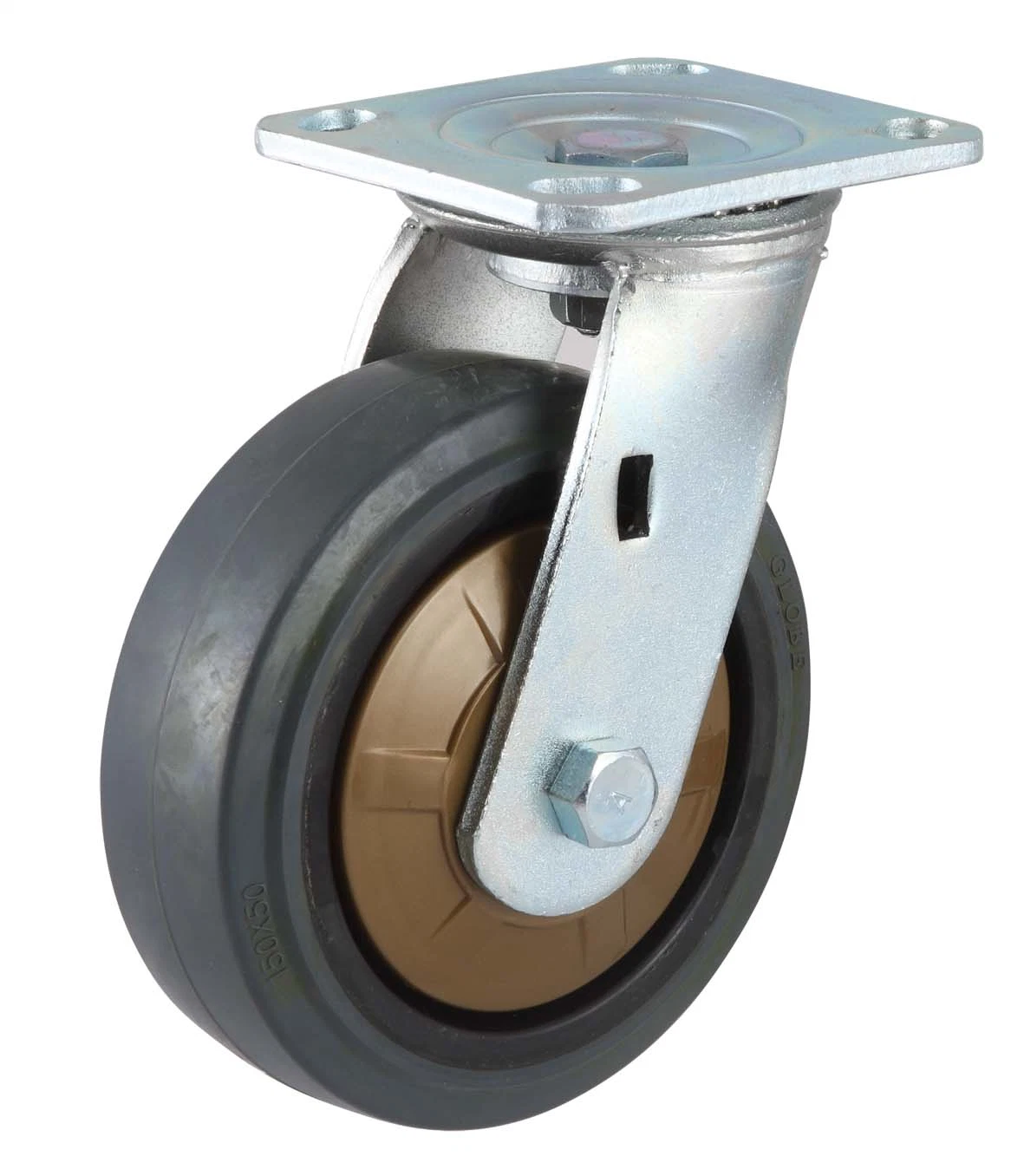 Nylon Core Rubber Wheels Casters Swivel Metal Dual Brake (grey)