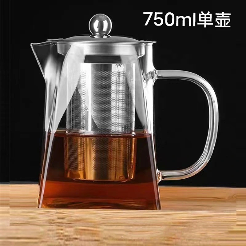 Pot à thé chinois en verre borosilicaté à chaud avec inox 304 Ensemble théière et théière en acier pour le blooming de l'infuseur
