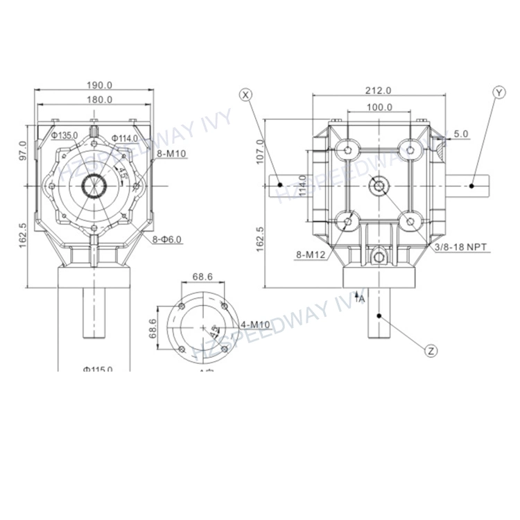 1.93: 1 1.46: 1 Agricultural Pto Gearbox for 20-70HP Tractor Reducer for Rotary Cultivator