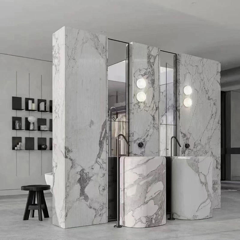 Factory Marble Slab White Natural Stone Calacatta Venatina Stone Background Wall Tiles