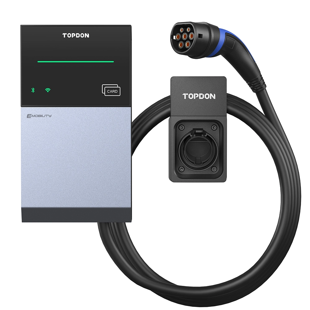 Topdon Factory Price Pulseq AC Lite 22kw 11kw 7kw 16A 32AMP Ocpp Type2 1 3 Phase Level 2 Smart Wall Mount Quick Fast Charging Electric Car AC EV Charger Station