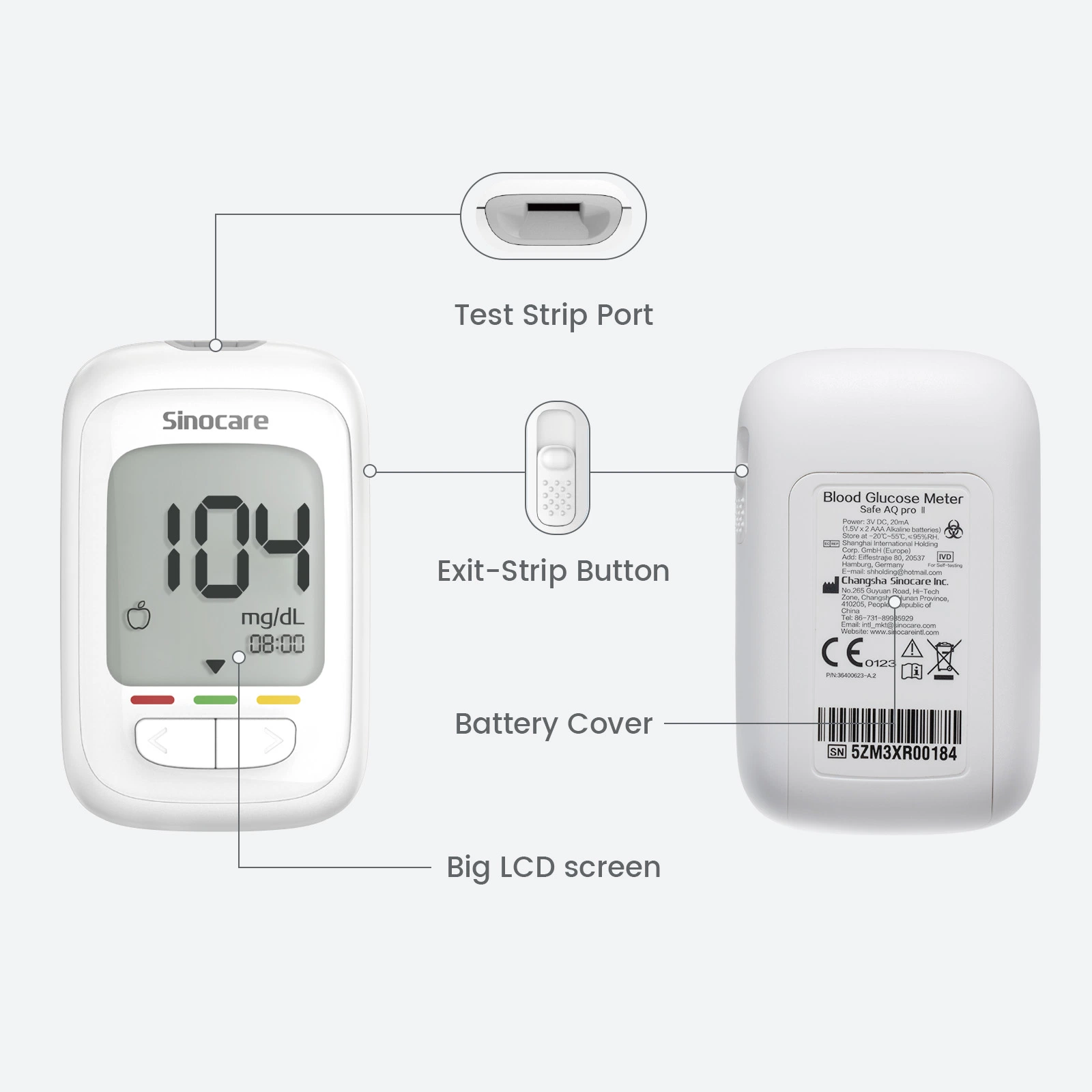 Glucomètre de sang Sinocare glucomètre de sang électronique glucomètre Glucose avec bandelettes de test