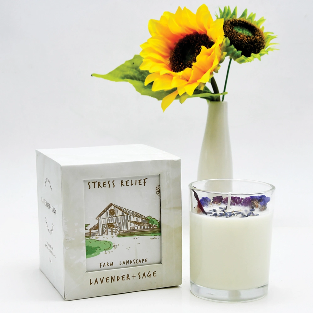 Private Label Custom Crystal Dried Flower Scented Candles with Gift Box