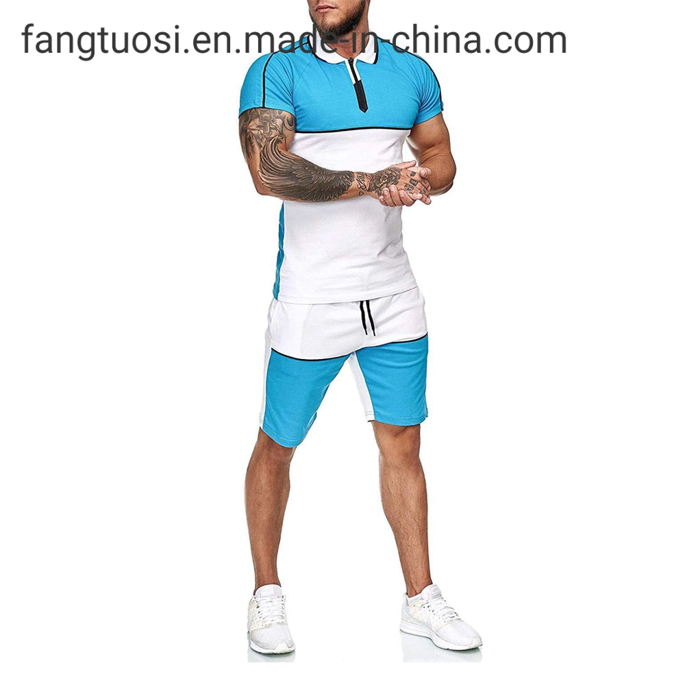 Men's Summer Sports Suit Colorblock Slim Fit Casual Fashion Sportswear