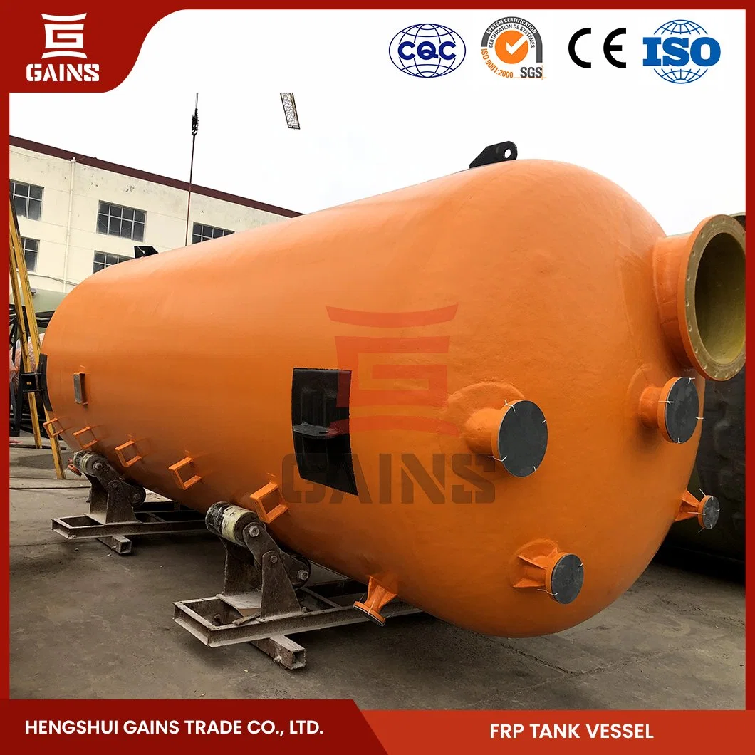 Gains 200 Gallon Chemical Storage Tank Fabricators FRP Pressure Vessel Water Filter Tank China Horizontal Fiberglass GRP FRP Tank for Industrial