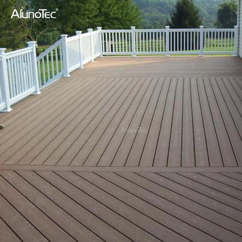 AlunoTec Modern Wood Composite Outdoor Pergola Engineered Decking Hollow China Extruded Decking WPC Flooring