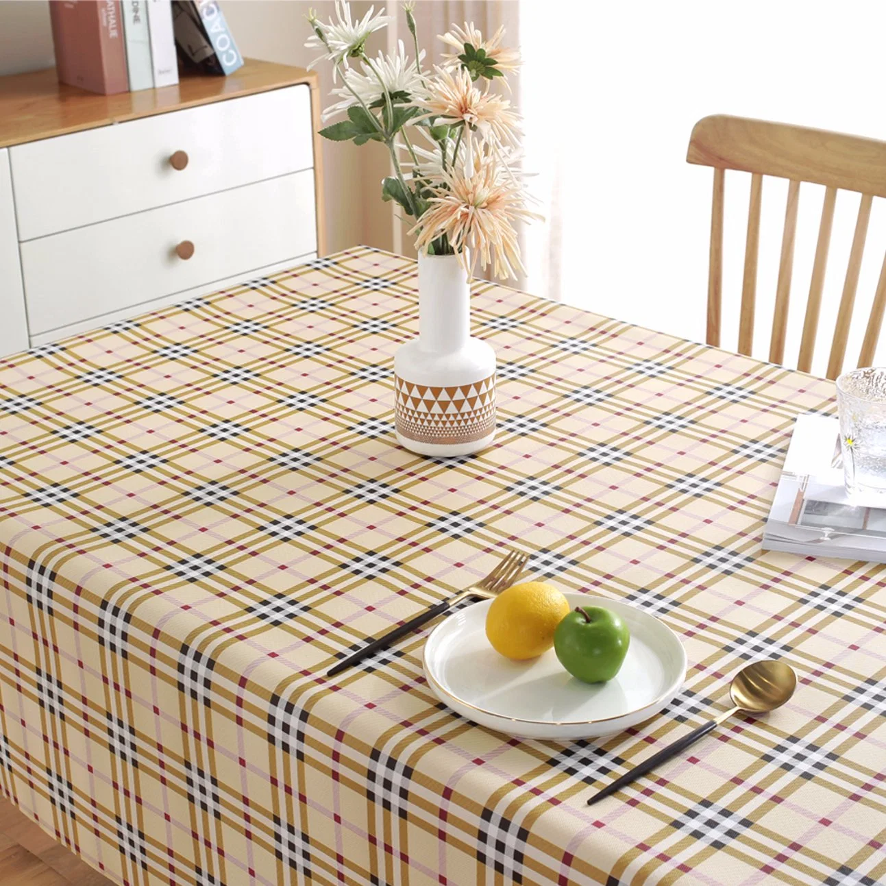 Picnic Printing Check PVC Flannel Elastic Bench Cover Waterproof Tablecloth