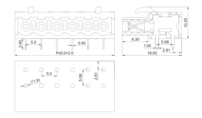 Zócalo invertido 5,0 mm de tono Plugable conectores terminal PCB Bloques eléctricos