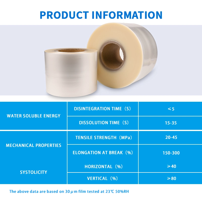 Polyva PVA Plastic Film Roll for Water Soluble Capsules Collagen Film Mist Cold Water Soluble Film