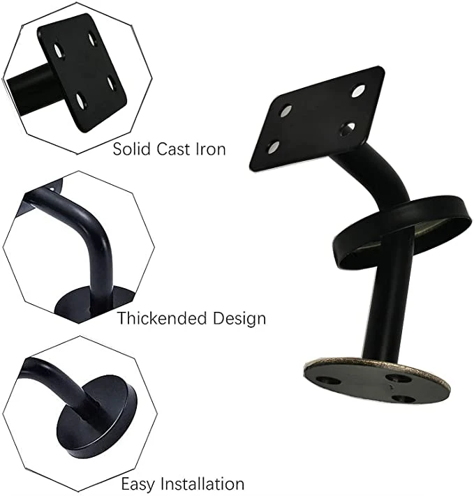 New Style Gold Stair Handrail Fitting Fixed/Adjustable Staircase Railing Brackets