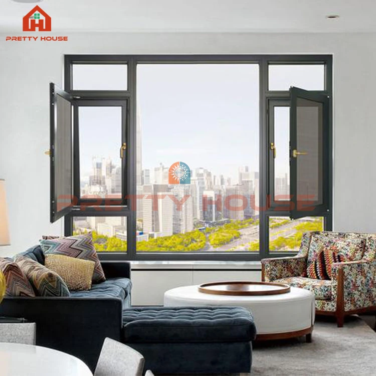 European Style Window Custom Double Glazed Aluminum Alloy Doors and Windows