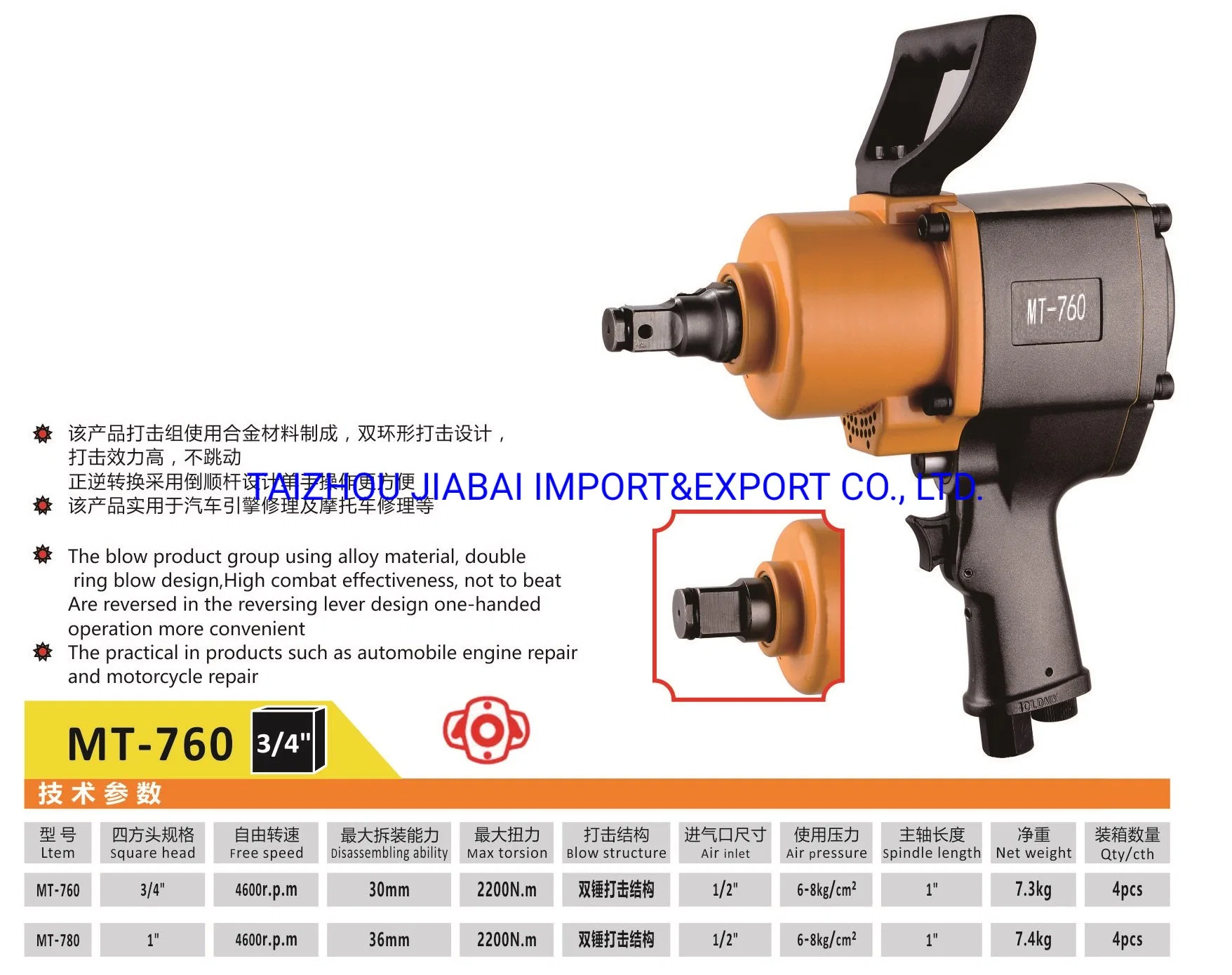 3/4 Inch Pneumatic Tools Air Impact Wrenches with Factory Price