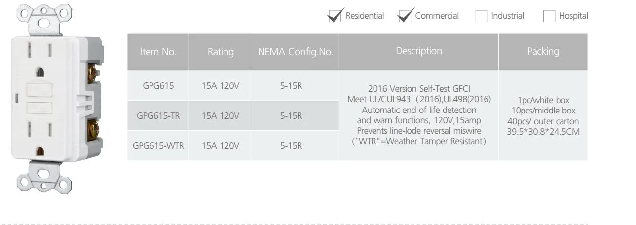 MCB RCBO GFCI Waterproof Contactor Miniature Earth Leakage Circuit Breaker with Tamper Resistant 15A