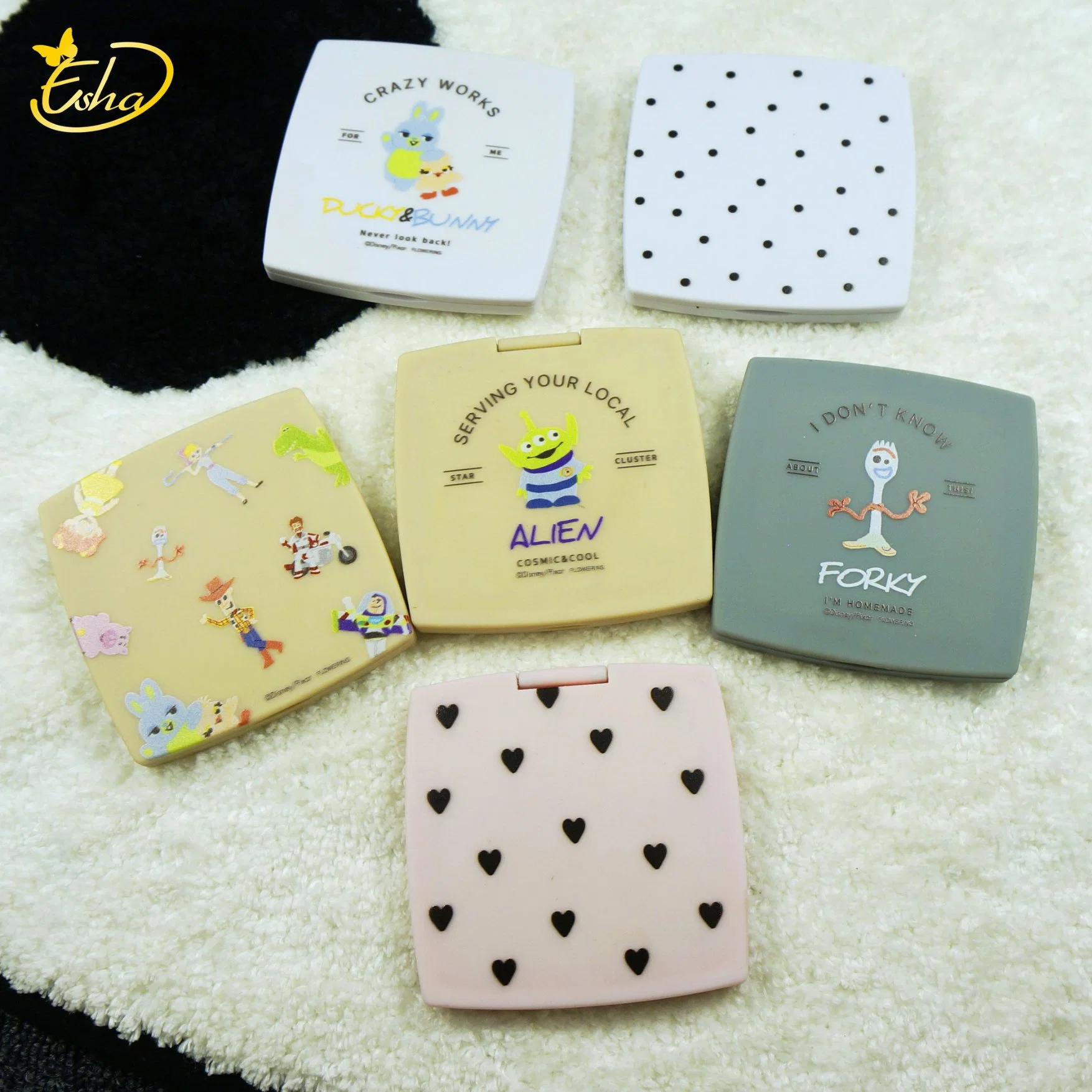 Double-Sided Folding Square Makeup Mirror Portable Small Mirror Japanese-Style Cute Pocket Mirror