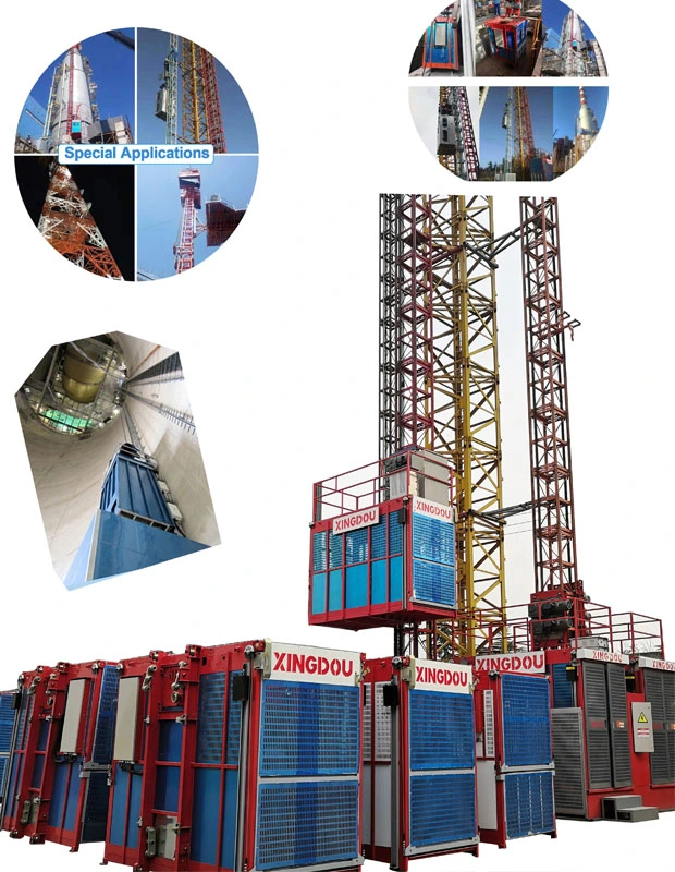 Double Cage Crane Hoist Sc200 High Safety Construction Building Lifting Equipment