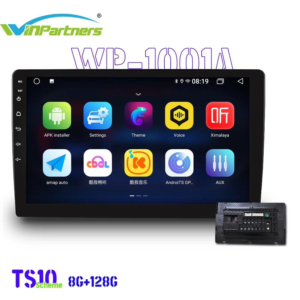 8g+128g de 10 pulgadas, todos en un equipo estéreo para coche Bluetooth Ahd Vista Posterior EQ logotipo GPS MP5 Player Wp1001A